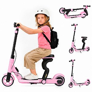 Patinete Elétrico 200w Com Banco Dobrável Led 21,6v 16km/h Rosa - 82929