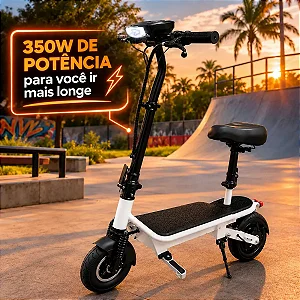 Patinete Elétrico 350w Dobrável Com Banco E Suspensão Branco - 82918