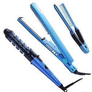 Prancha Titanium com Modelador de Cachos e Separador de Mechas - Azul - 82554