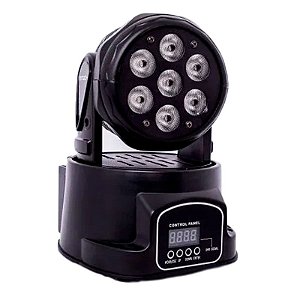 Mini Moving com 7 Leds de 10w RGB Wash Head Quadriled Baile - 81787