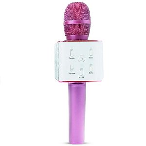Microfone Bluetooth para Karaokê Youtuber Estilo Reporter - Rosa - 81930