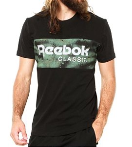 CAMISETA REEBOK CLASSIC ARCHIVE STRIPE MASCULINA PRETA