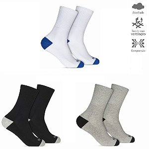 KIT MEIAS HOAHI SPORTCOLOR CANO ALTO MASCULINA 3 PARES