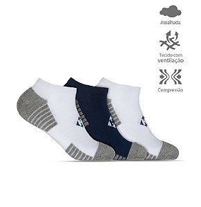 KIT MEIAS HOAHI CANO CURTO MASCULINA BRANCO E AZUL