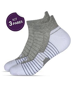 KIT 3 MEIAS HOAHI RUNNING SOQUETES FEMININA BRANCA