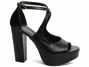 Sandália Feminina Meia Pata com Salto Bloco 11 cm