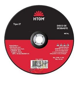 Disco de Desbaste - 4".1/2 x 7/8" (115 x 22) Espessura 1/4" - HTOM