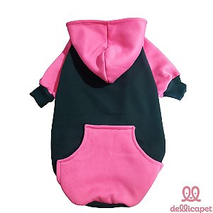 Moletom Preto e Pink com Capuz