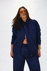 Jaqueta Olivia de Suede Azul Marinho