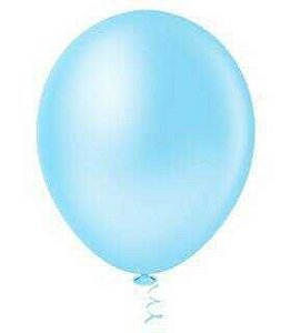 BALÃO LISO REDONDO - PIC PIC Nº 08 -  AZUL CLARO- Pacote com 50 unidades