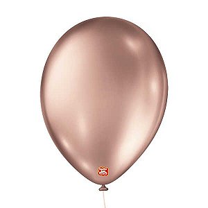 BALÃO LISO REDONDO - SÃO ROQUE Nº 09 - METÁLICO - ROSE GOLD - Pacote com 25 unidades