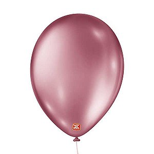 BALÃO LISO REDONDO - SÃO ROQUE Nº 09 - METÁLICO - ROSA - Pacote com 25 unidades