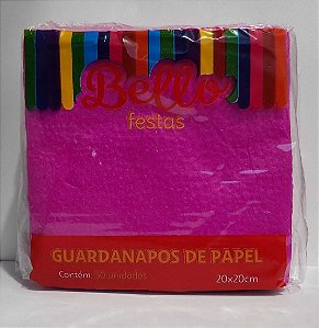 GUARDANAPO LISO - 20 x 20 cm - ROSA PINK - Pacote com 50 unidades