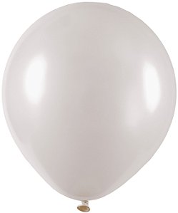 BALÃO LISO - ART-LATEX Nº 09 - METAL (EFEITO PEROLADO) - BRANCO  - Pacote com 50 unidades