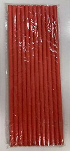CANUDO DE PAPEL LISO - VERMELHO - Pacote com 12 unidades