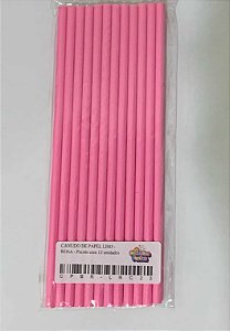 CANUDO DE PAPEL LISO - ROSA - Pacote com 12 unidades
