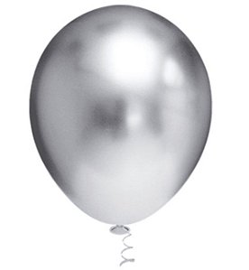 BALÃO PLATINO REDONDO - PRATA - PIC PIC Nº 09 - Pacote com 25 unidades
