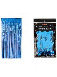 CORTINA METALIZADA DECORATIVA - AZUL - 1 unidade