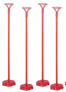 SUPORTE PARA BALÃO COM BASE - VERMELHO -  QFesta - 1 unidade