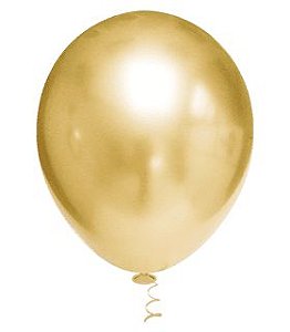 BALÃO LISO REDONDO PLATINO - PIC PIC Nº16 - OURO - Pacote com 12 unidades