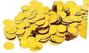 CONFETE METALIZADO REDONDO - DOURADO - Pacote com 15g.