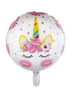 BALAO BOLA UNICÓRNIO - BRANCO - 45 CM - 1 unidade