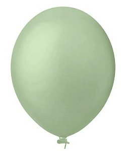BALÃO LISO REDONDO - PIC PIC Nº 16 - VERDE EUCALIPTO - Pacote com 12 unidades