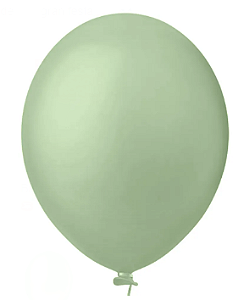 BALÃO LISO REDONDO - PIC PIC Nº 05 - VERDE EUCALIPTO - Pacote com 50 unidades