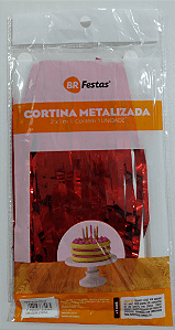 CORTINA DECORATIVA METALIZADA -  100X200 CM - VERMELHA - 1 unidade