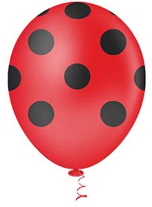 BALÃO BOLINHA - PIC PIC Nº 10 - VERMELHO E PRETO - Pacote com 25 unidades