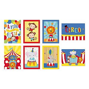 CARTAZ DECORATIVO CIRCO - Pacote com 8 quadros