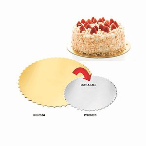 CAKE BOARD DUPLA FACE (DOURADA E PRATA) - 15 CM - 1 unidade
