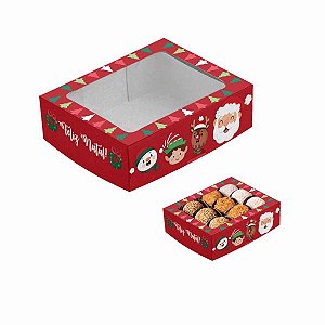 CAIXA PARA DOCES COM VISOR - NATAL - Pacote com 4 unidades