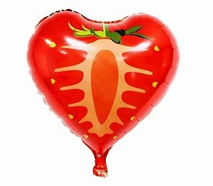 BALÃO METALIZADO FRUTA (MORANGO) - 45 CM - 1 UNIDADE