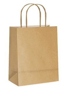 SACOLA  DE PAPEL KRAFT - TAMANHO P - 21,5 x 15 x 8 cm - Pacote com 10 unidades