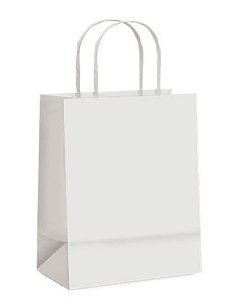 SACOLA DE PAPEL - BRANCA - TAMANHO GG  - 39 x 32 x 16 cm - Pacote com 10 unidades