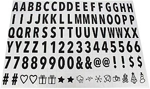 KIT DE LETRAS E EMOJIS PARA LIGTH BOX - G - PRETAS - 1 cartela com 96 peças