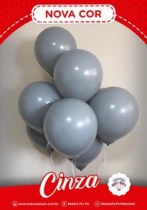BALÃO LISO REDONDO - PIC PIC Nº 09 - CINZA - Pacote com 50 unidades