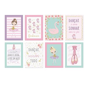 CARTAZ DECORATIVO BAILARINA - Pacote com 8 quadros