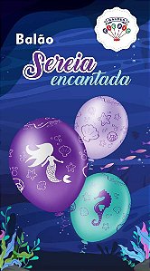 BALÃO DECORAÇÃO SEREIA ENCATADA - PIC PIC Nº 10 - SORTIDO - Pacote com 25 unidades
