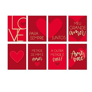 QUADROS DECORATIVOS - TEMA LOVER -  Pacote com 8 peças