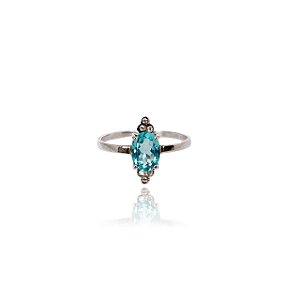 Anel Gemas do Brasil com Apatita e Diamantes Verticais