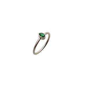 Anel Minimalista Fininho Com Crisoprásio Oval