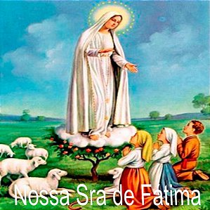 Toalha Sagrada Nossa Sra de Fatima Mistério da Fé 70X70cm Vela 7 Dias Branca