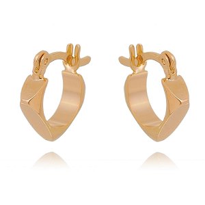 ARGOLA PEQUENA QUADRADA LISA FOLHEADA A OURO 18K