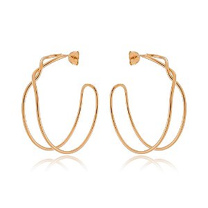 ARGOLA GRANDE FOLHEADA A OURO 18K