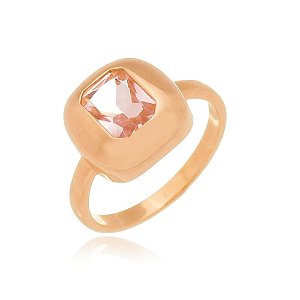 ANEL QUADRADO FOLHEADO A OURO 18K ROSA