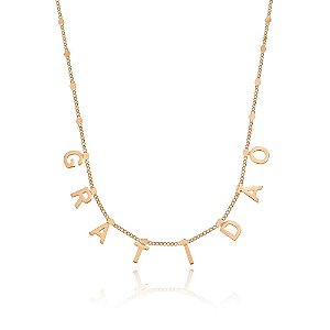 GARGANTILHA FOLHEADA A OURO 18K GRATIDÃO