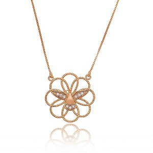 GARGANTILHA FOLHEADA A OURO 18K DIVINO ESPÍRITO SANTO