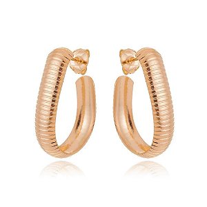 ARGOLA TRABALHADA FOLHEADA A OURO 18K